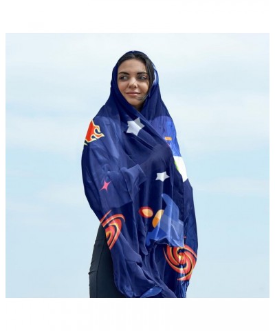 Silk Scarf Long Lightweight Sunscreen Shawl Wrap Scarves for Women Hair Scarves Space Planet Astronaut Pattern $11.27 Scarves