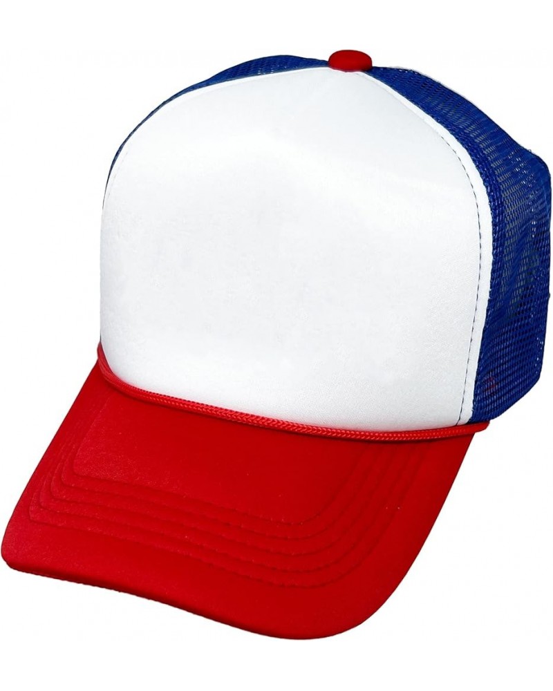 Retro Foam Trucker Hat Summer Mesh Cap Solid Blank Hat for Mens Womens Adjustable Snapback Vintage Strap White/Red/Royal Blue...