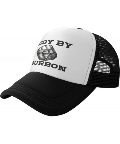 Body-by-Bourbon Mesh Cap Unisex Baseball Cap Men Women Trucker Hat Black $14.56 Baseball Caps