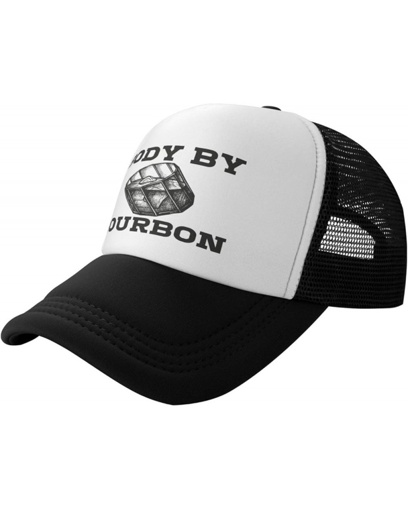 Body-by-Bourbon Mesh Cap Unisex Baseball Cap Men Women Trucker Hat Black $14.56 Baseball Caps