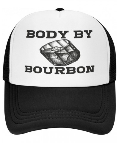 Body-by-Bourbon Mesh Cap Unisex Baseball Cap Men Women Trucker Hat Black $14.56 Baseball Caps