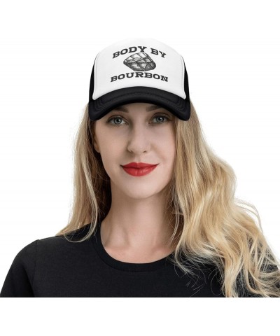 Body-by-Bourbon Mesh Cap Unisex Baseball Cap Men Women Trucker Hat Black $14.56 Baseball Caps