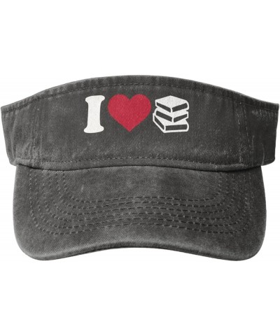 I Love Books Sun Visor Hats Cotton Caps Beach Leisure Empty Top Baseball Cap for Men Women Deep Heather $14.67 Sun Hats