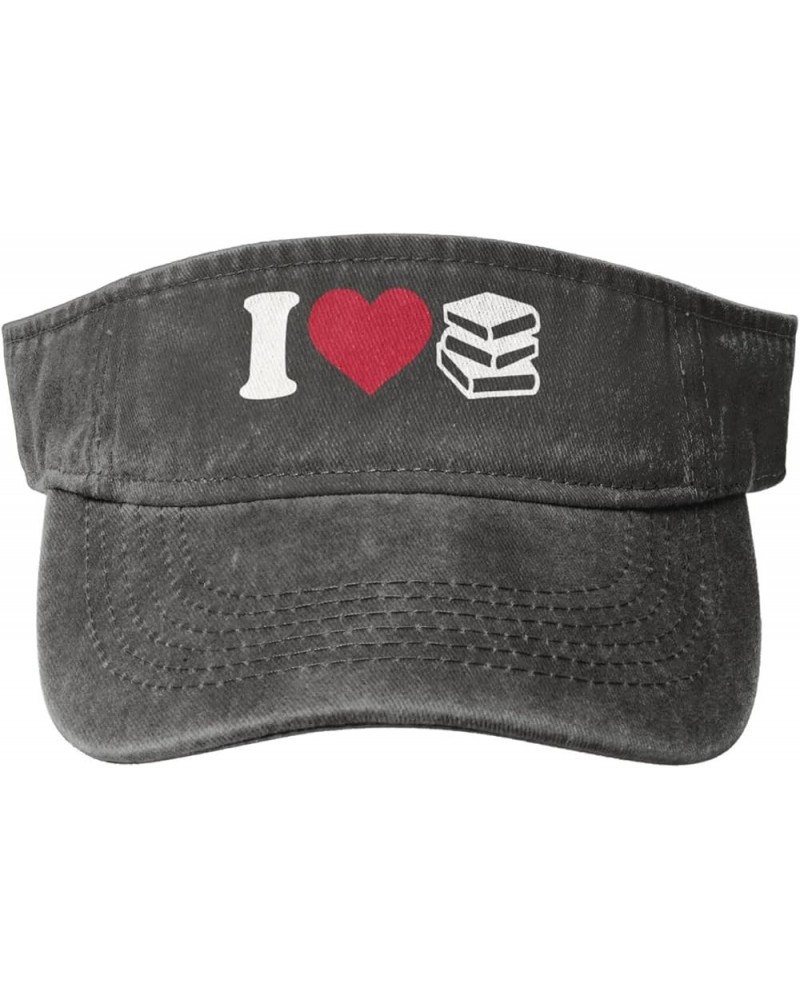 I Love Books Sun Visor Hats Cotton Caps Beach Leisure Empty Top Baseball Cap for Men Women Deep Heather $14.67 Sun Hats