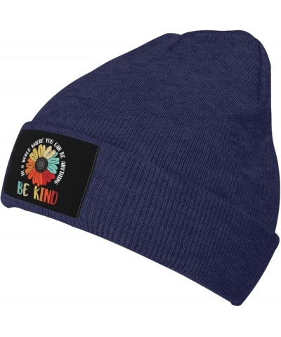 in A World Where You Can Be Anything BE Kind LGBT Rainbow Beanie Hat Men Skull Cap Women Knit Slouchy Hat Black Navy Blue $10...