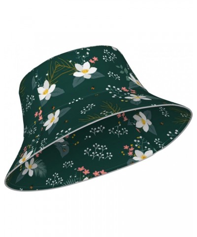 Floral Pattern Print Reversible Reflective Bucket Hat,Packable Travel Hat Beach Fishing Hat Black $11.98 Bucket Hats