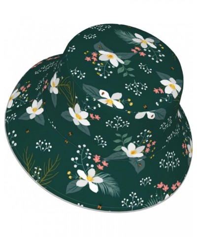 Floral Pattern Print Reversible Reflective Bucket Hat,Packable Travel Hat Beach Fishing Hat Black $11.98 Bucket Hats