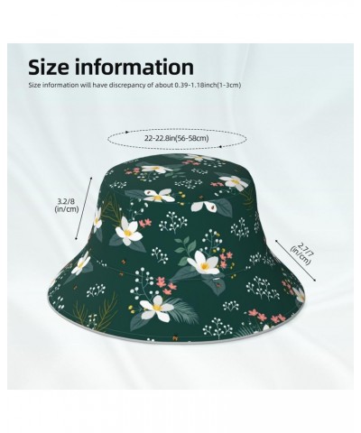 Floral Pattern Print Reversible Reflective Bucket Hat,Packable Travel Hat Beach Fishing Hat Black $11.98 Bucket Hats