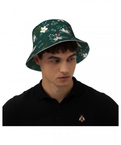 Floral Pattern Print Reversible Reflective Bucket Hat,Packable Travel Hat Beach Fishing Hat Black $11.98 Bucket Hats