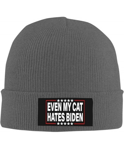 Even My Cat Hates Biden - Anti Biden Beanie Hat Men Winter Knit Hat Women Slouchy Skull Cap Hedging Hat Black Deep Heather $1...