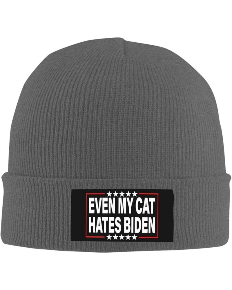 Even My Cat Hates Biden - Anti Biden Beanie Hat Men Winter Knit Hat Women Slouchy Skull Cap Hedging Hat Black Deep Heather $1...