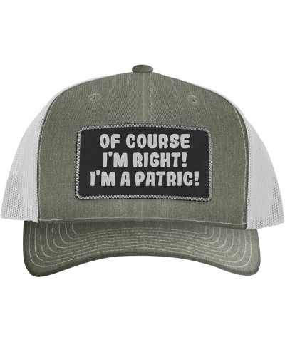 of Course I'm Right! I'm A Patric! - Leather Black Patch Engraved Trucker Hat Heather/white $13.29 Baseball Caps