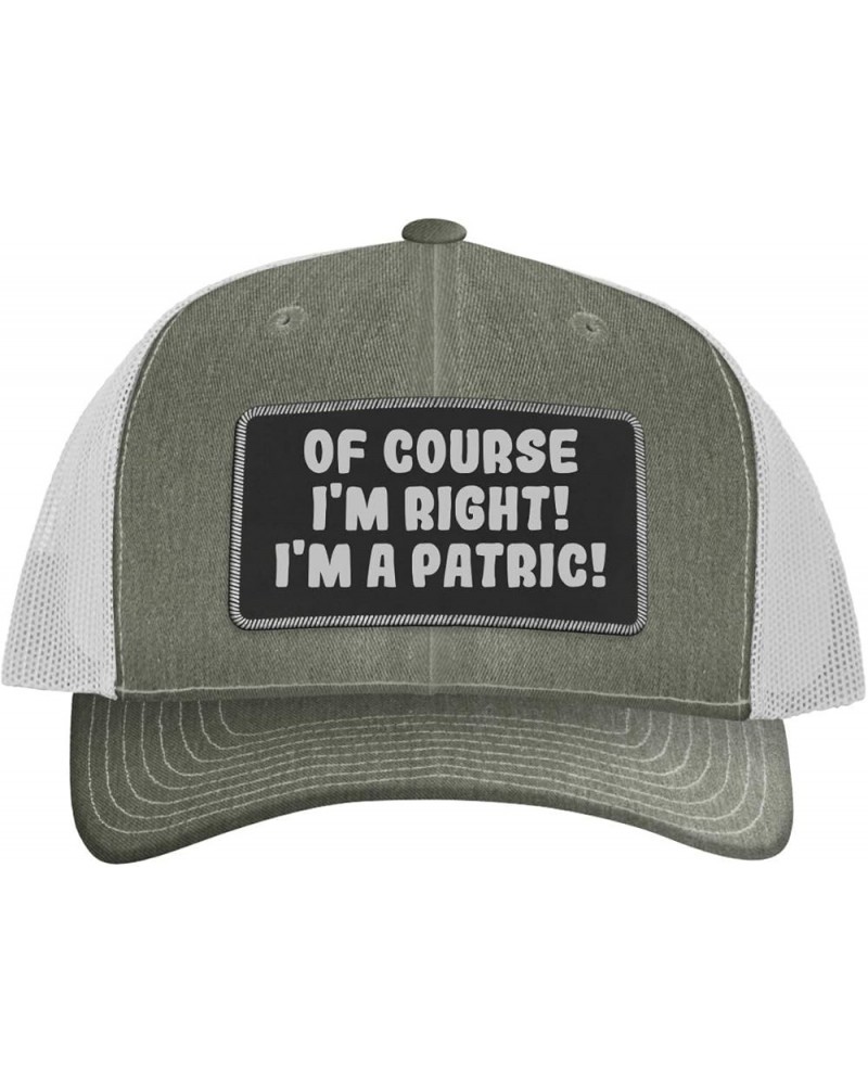 of Course I'm Right! I'm A Patric! - Leather Black Patch Engraved Trucker Hat Heather/white $13.29 Baseball Caps