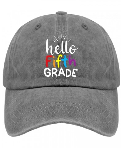 Hello 5th Grade hat Mens Vintage Cotton Washed Baseball Caps Adjustable Low Profile Dad Hat Crazy Pigment Gray $11.03 Basebal...