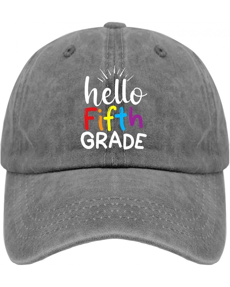 Hello 5th Grade hat Mens Vintage Cotton Washed Baseball Caps Adjustable Low Profile Dad Hat Crazy Pigment Gray $11.03 Basebal...