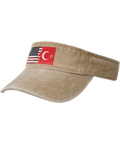 Torn Style Us and Hatay Flags Sun Visor Hats for Women Men Sun Hat Vintage Golf Hat Adjustable Baseball Cap Natural $11.64 Vi...