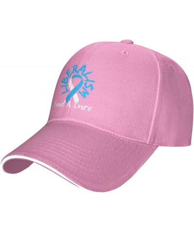 Liberalism Find a Cure Men Womens Sandwich Hat Classic Adjustable Trucker Hat Dad Hat Black Pink $13.99 Baseball Caps