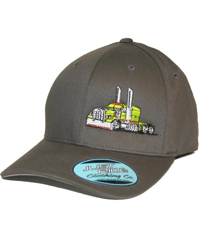 Trucker Hat Big Rig Tractor Semi Fitted Curved Bill Cap Truck Driver Grey Hat Neon Yellow Truck $21.66 Baseball Caps