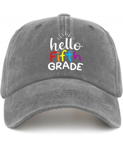 Hello 5th Grade hat Mens Vintage Cotton Washed Baseball Caps Adjustable Low Profile Dad Hat Crazy Pigment Gray $11.03 Basebal...