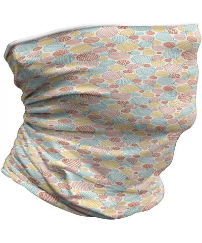 Unisex Multicolor Face and Neck Warmers Striped Circles Pastel $9.00 Scarves