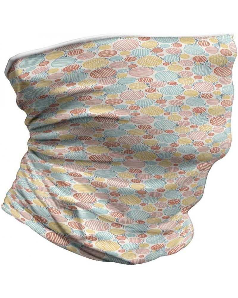 Unisex Multicolor Face and Neck Warmers Striped Circles Pastel $9.00 Scarves