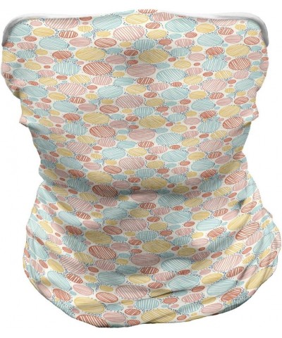 Unisex Multicolor Face and Neck Warmers Striped Circles Pastel $9.00 Scarves