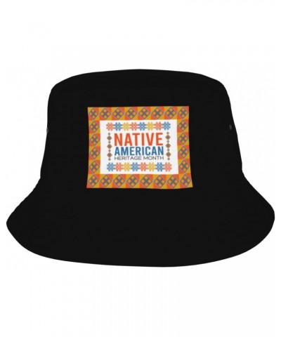 Native American Heritage Month Bucket Hat for Women Men Fashion Summer Travel Beach Fishing Hats Black $10.31 Bucket Hats