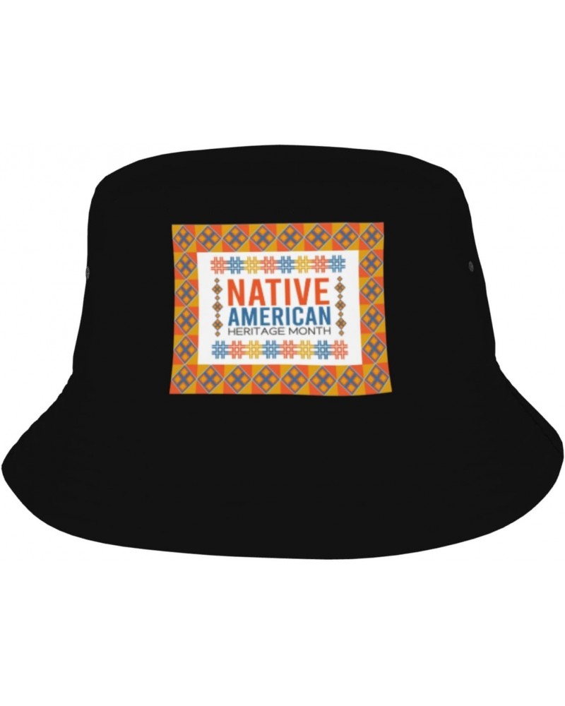 Native American Heritage Month Bucket Hat for Women Men Fashion Summer Travel Beach Fishing Hats Black $10.31 Bucket Hats