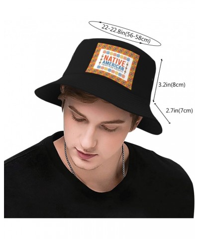 Native American Heritage Month Bucket Hat for Women Men Fashion Summer Travel Beach Fishing Hats Black $10.31 Bucket Hats