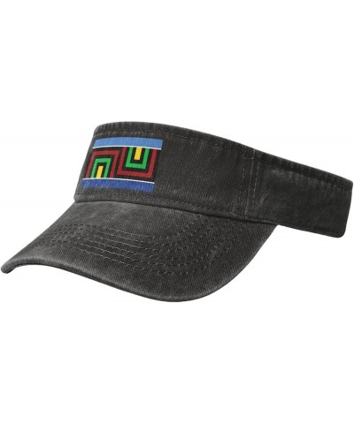 Bandera del Pueblo Qom Sun Visor Hats for Women Men Adjustable Sports Sun Hats Cotton Golf Cap Black $14.57 Sun Hats