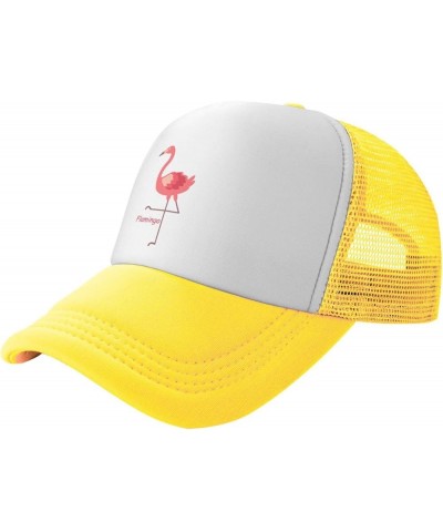 Flamingo Hat Mesh Cap for Men Women, Adjustable Trucker Hat Baseball Cap Yellow $11.11 Baseball Caps