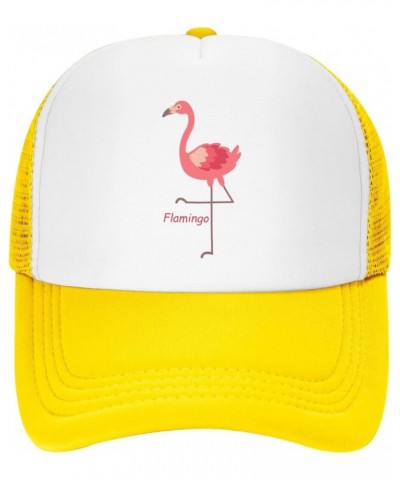 Flamingo Hat Mesh Cap for Men Women, Adjustable Trucker Hat Baseball Cap Yellow $11.11 Baseball Caps