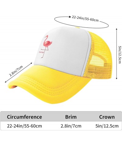 Flamingo Hat Mesh Cap for Men Women, Adjustable Trucker Hat Baseball Cap Yellow $11.11 Baseball Caps