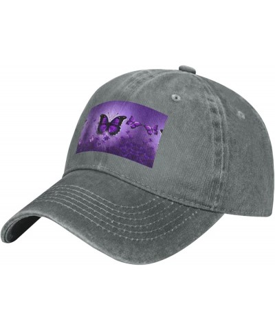 Lovely Purple Butterflys Print Baseball Hat,Personalized Baseball Cap,Sun Hats, Trucker Cap Dad Hat Gift Men Women Gray $11.5...