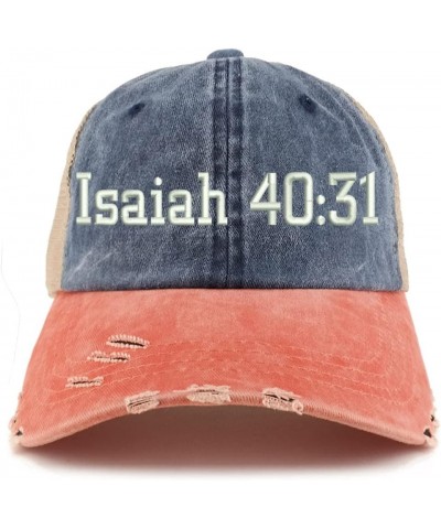 Isaiah 40:31 Frayed Bill Trucker Mesh Back Cap Navy Orange $14.74 Baseball Caps