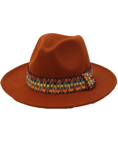 Fedora Hats for Men & Women - Trendy and Plain Wide Brim Panama Hat, Autumn Winter Woolen Felt Jazz Caps Rust Red2 $13.46 Fed...