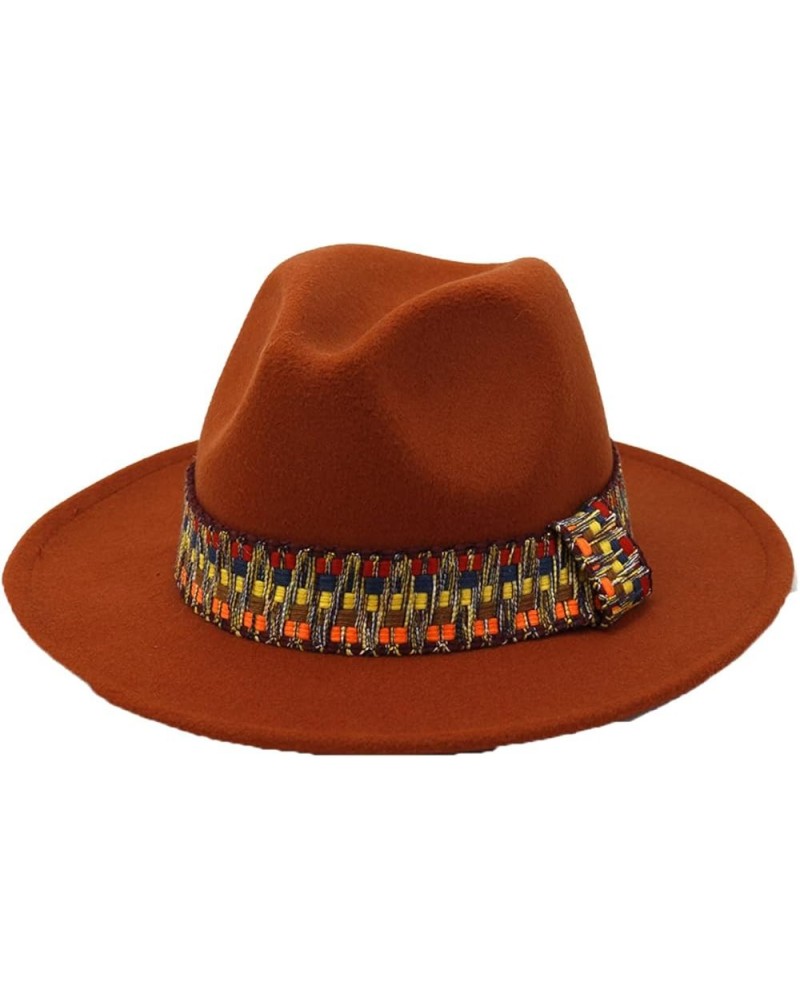 Fedora Hats for Men & Women - Trendy and Plain Wide Brim Panama Hat, Autumn Winter Woolen Felt Jazz Caps Rust Red2 $13.46 Fed...