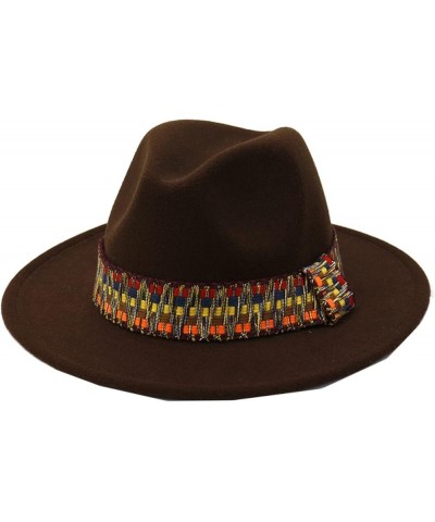 Fedora Hats for Men & Women - Trendy and Plain Wide Brim Panama Hat, Autumn Winter Woolen Felt Jazz Caps Rust Red2 $13.46 Fed...