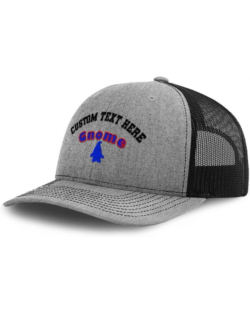 Custom Trucker Hat Baseball Cap Gnome Mythical Creatures Creature Cotton Fairy Dad Hats for Men & Women Heather Gray Black Pe...