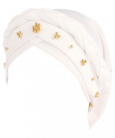 LIXIAO Turban for Women Muslim Ruffle Chemo Beanie Light Comfy Headscarf Cap Lovely Breathable Wrap Stretch Head Covers White...