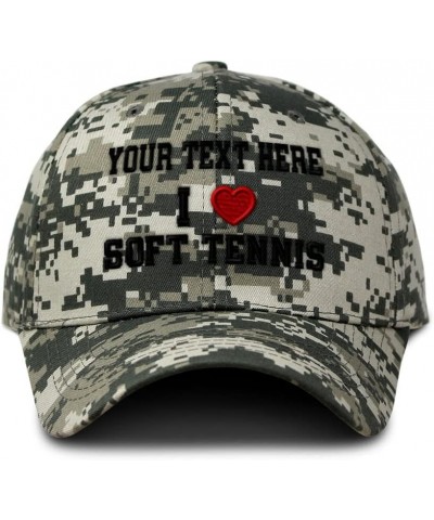 Custom Camo Baseball Cap I (Love) Soft Tennis Red Heart Sports Lovers Cotton Pixel Camo Personalized Text Here $15.29 Basebal...