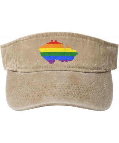 LGBT Flag Map of The Czech Republic Sun Hat Sun Visor Hats for Women Men Baseball Cap Golf Hats Natural $10.18 Visors