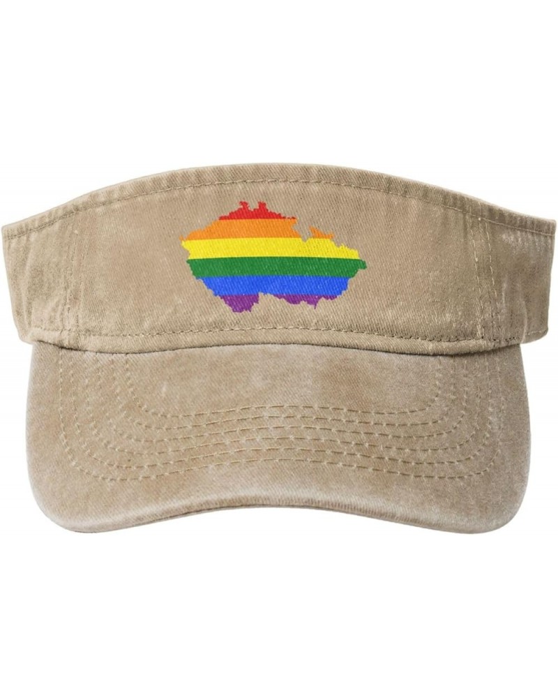 LGBT Flag Map of The Czech Republic Sun Hat Sun Visor Hats for Women Men Baseball Cap Golf Hats Natural $10.18 Visors