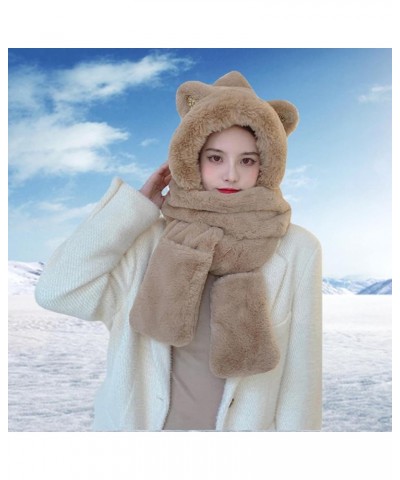 Women Winter Knitted Hat and Scarf Set USB Electric Heated Wrap Plush Ear Warmers Scarf Hat and Gloves Earmuffs Set Coffee $1...