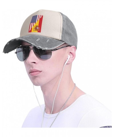 America Spain Friendship Flag Upgrade Your Style with Funny Adjustable Cotton Baseball Caps for Men and Women Gray $17.45 Bas...