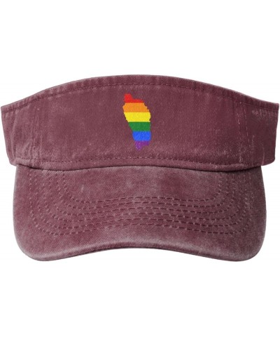 LGBT Flag Map of Dominica Sun Visor Hats for Women Men Adjustable Sports Sun Hats Cotton Golf Cap Red $9.71 Visors