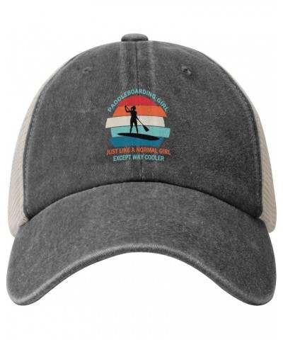 Paddleboarding Girl Adult Mesh Baseball Cap Adjustable Dad Hats Trucker Hat—121 Deep Heather $11.91 Baseball Caps