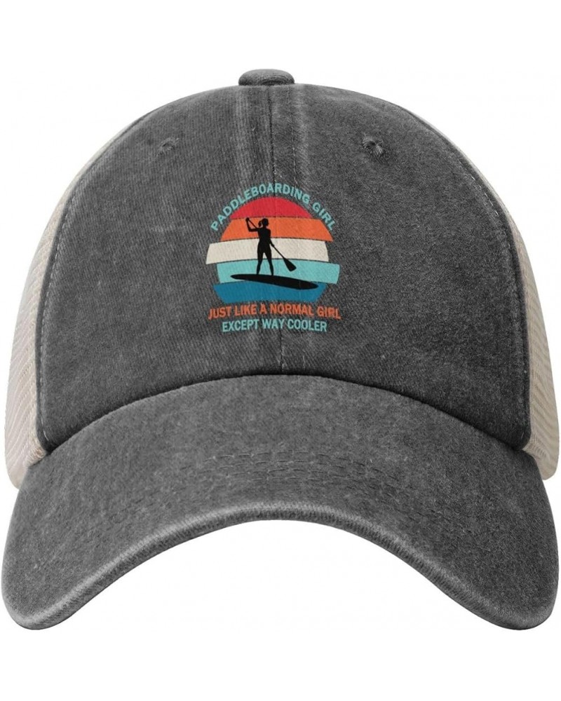 Paddleboarding Girl Adult Mesh Baseball Cap Adjustable Dad Hats Trucker Hat—121 Deep Heather $11.91 Baseball Caps