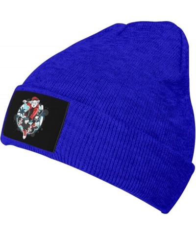 Cat Skating On A Palm Tree Beanie Hat for Men Women Soft Warm Knit Skull Cap Winter Hats Ski Hat Blue $12.30 Skullies & Beanies