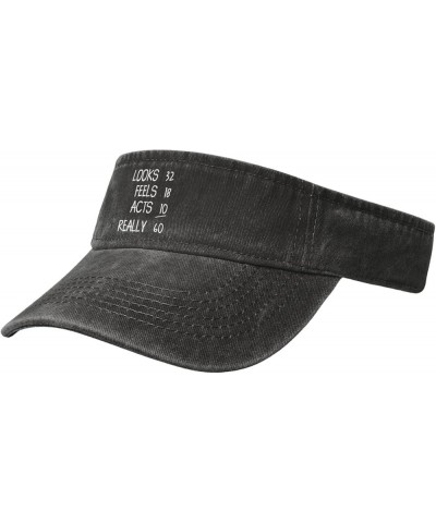 Looks 32, Feels 18.Funny 60th Birthday Sports Sun Visor Hat for Men Women,Empty Top Sun Hats Topless Cap,Black Black $9.76 Vi...